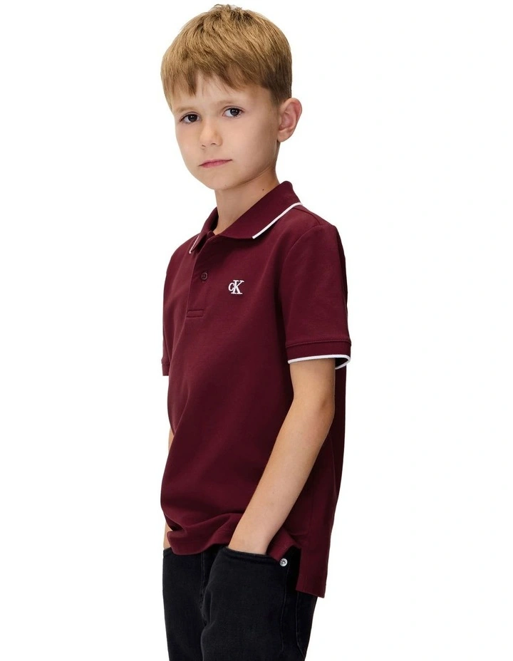 Tipping Polo Shirt in Red image 4