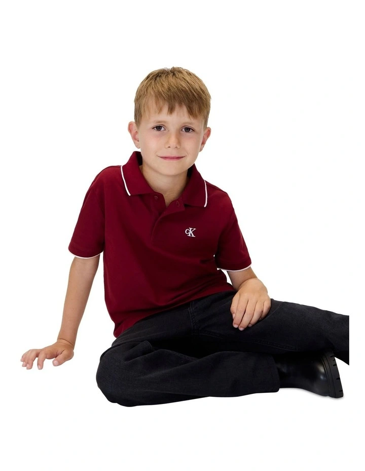 Tipping Polo Shirt in Red image 5