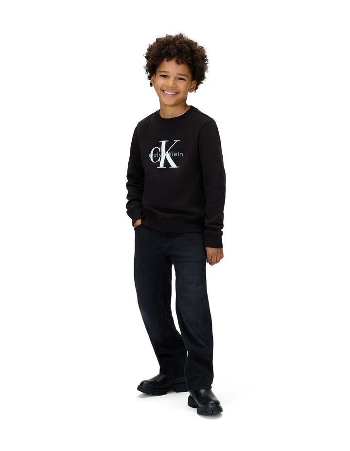 Monogram Terry Crewneck Sweatshirt in Black image 1