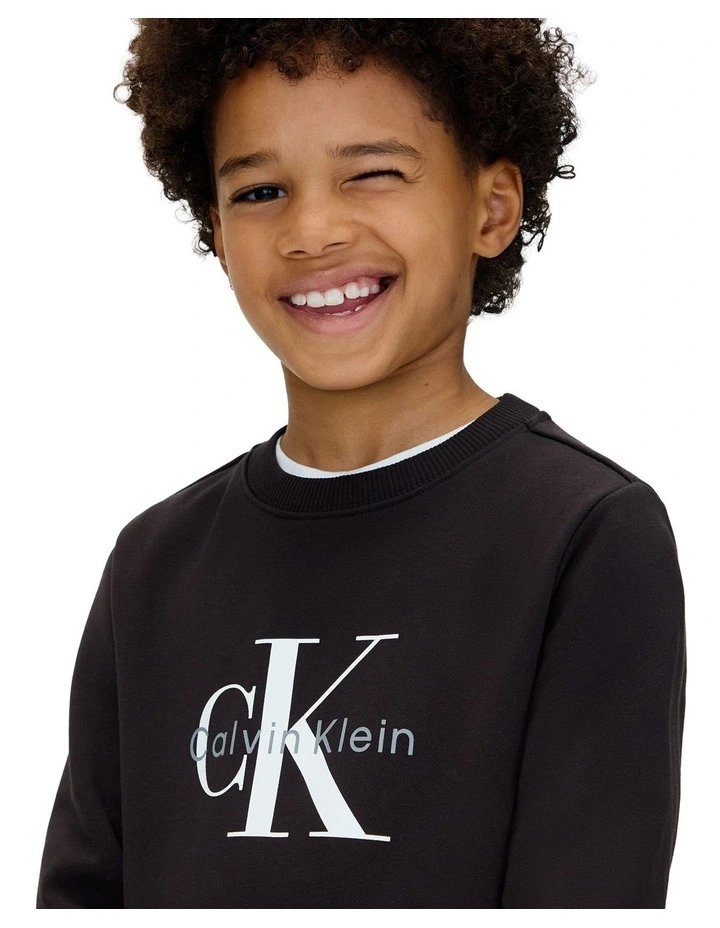 Monogram Terry Crewneck Sweatshirt in Black image 4