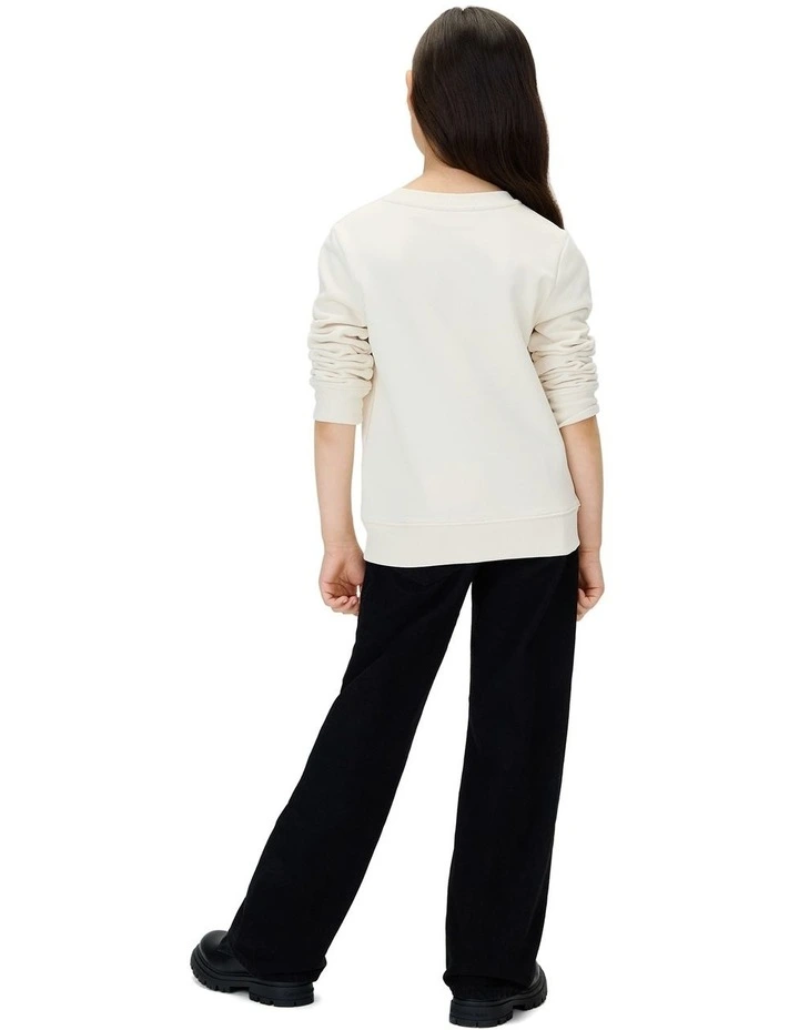 Monogram Terry Crewneck Sweatshirt (8-16 Years) in Whitecap Gray image 2