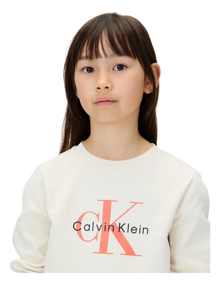 Monogram Terry Crewneck Sweatshirt (8-16 Years) in Whitecap Gray image 3