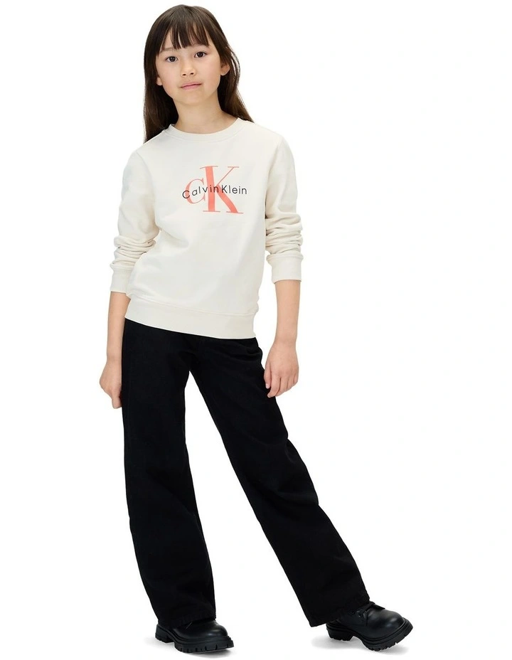 Monogram Terry Crewneck Sweatshirt (8-16 Years) in Whitecap Gray image 4