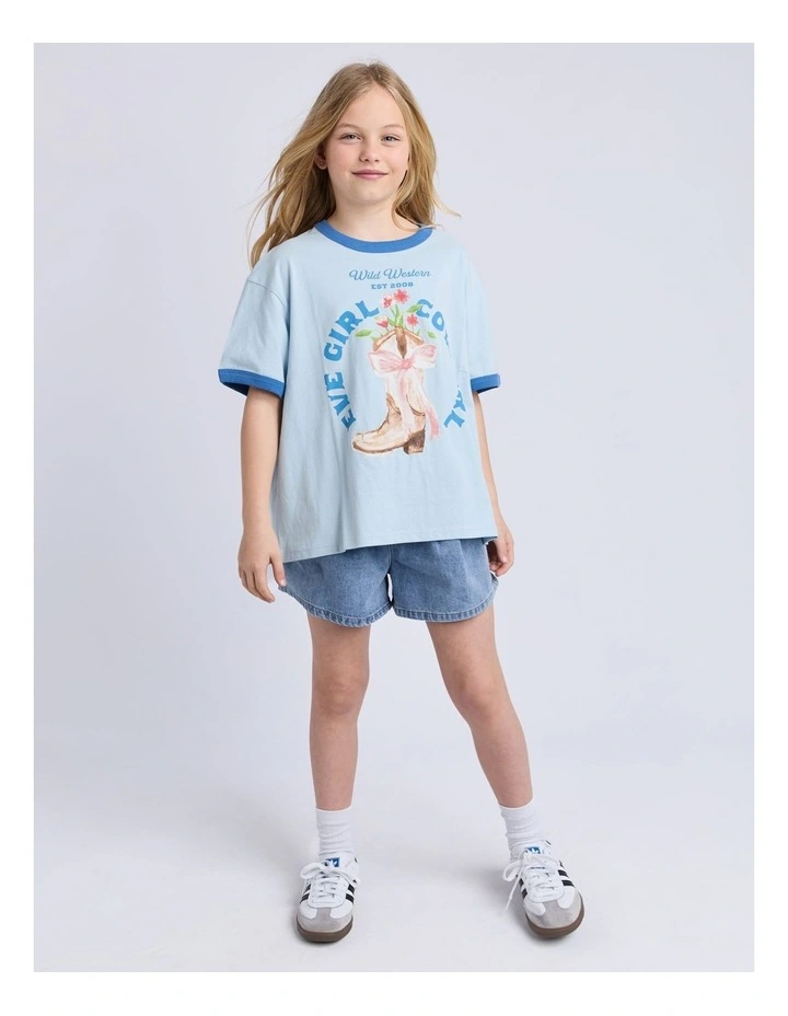 Rodeo Ringer Tee (8-16 Years) in Light Blue image 5