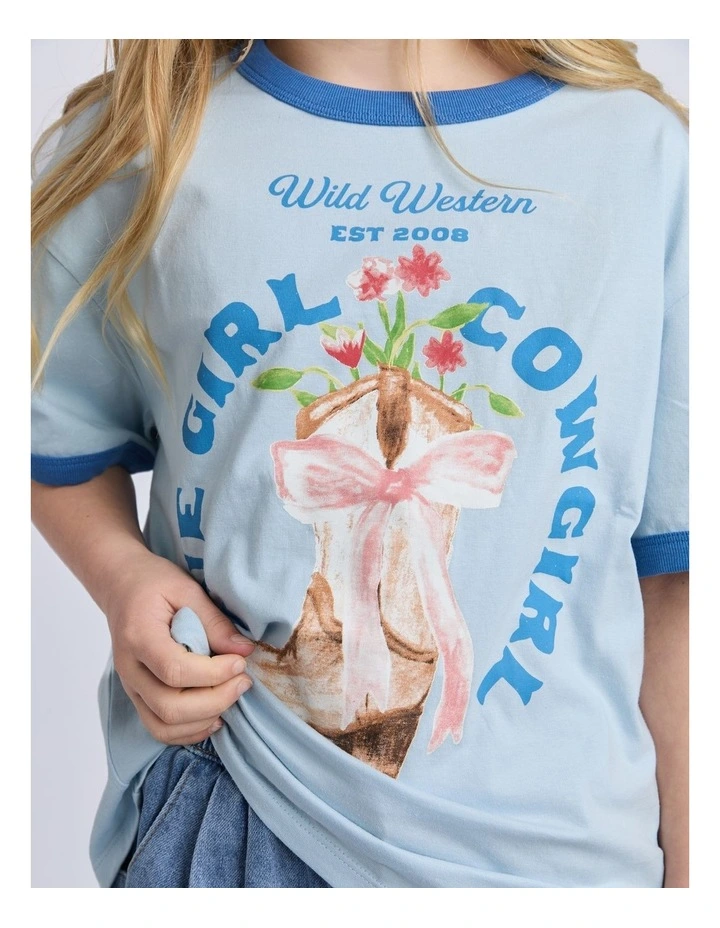 Rodeo Ringer Tee (8-16 Years) in Light Blue image 6