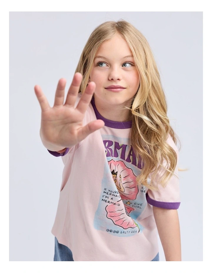 Mermaid Ringer Tee (8-16 Years) in Pale Pink image 6