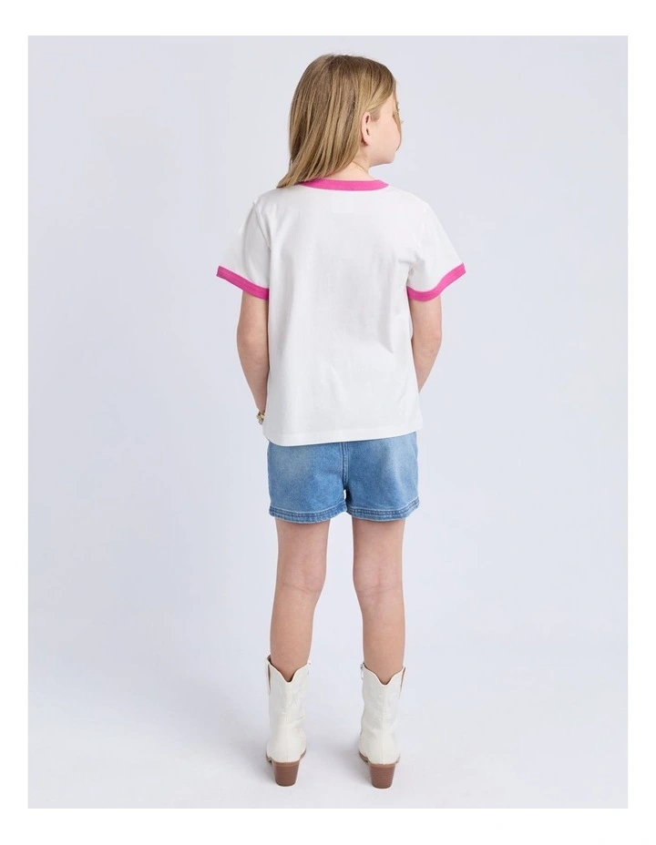 Cowgirl Ringer Tee (8 - 16 Years) in Vintage White image 4