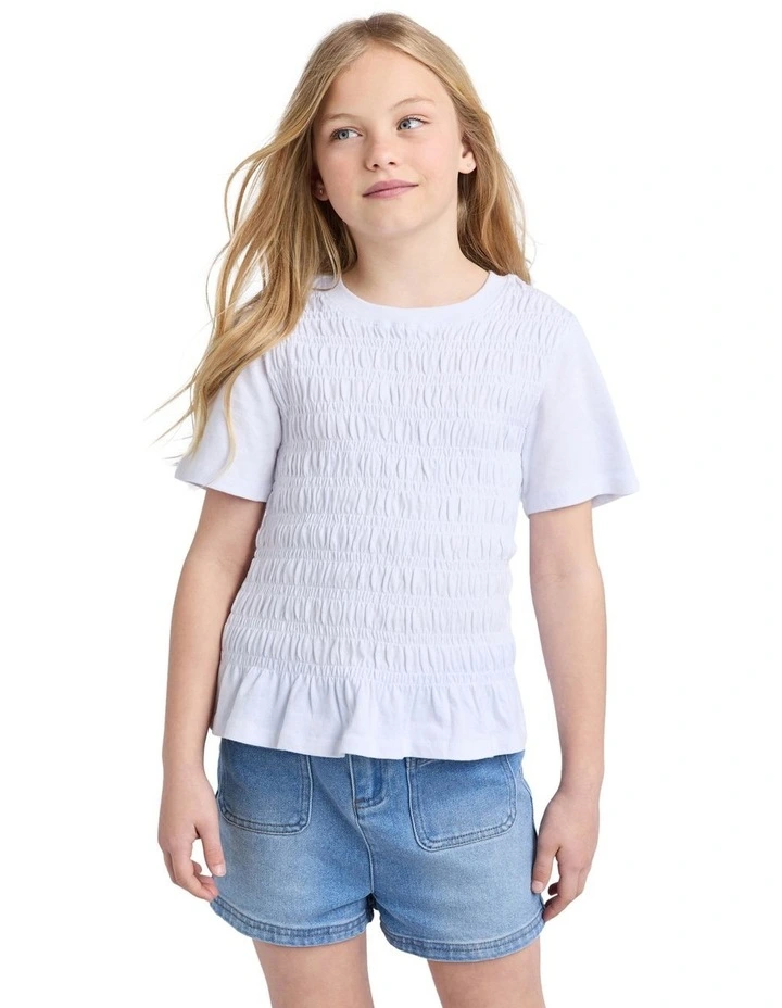 Zara Shirred Tee (8 - 16 Years) in White image 1