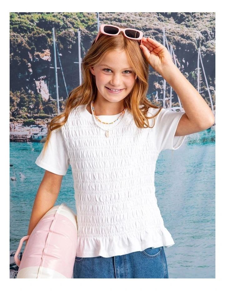 Zara Shirred Tee (8 - 16 Years) in White image 2
