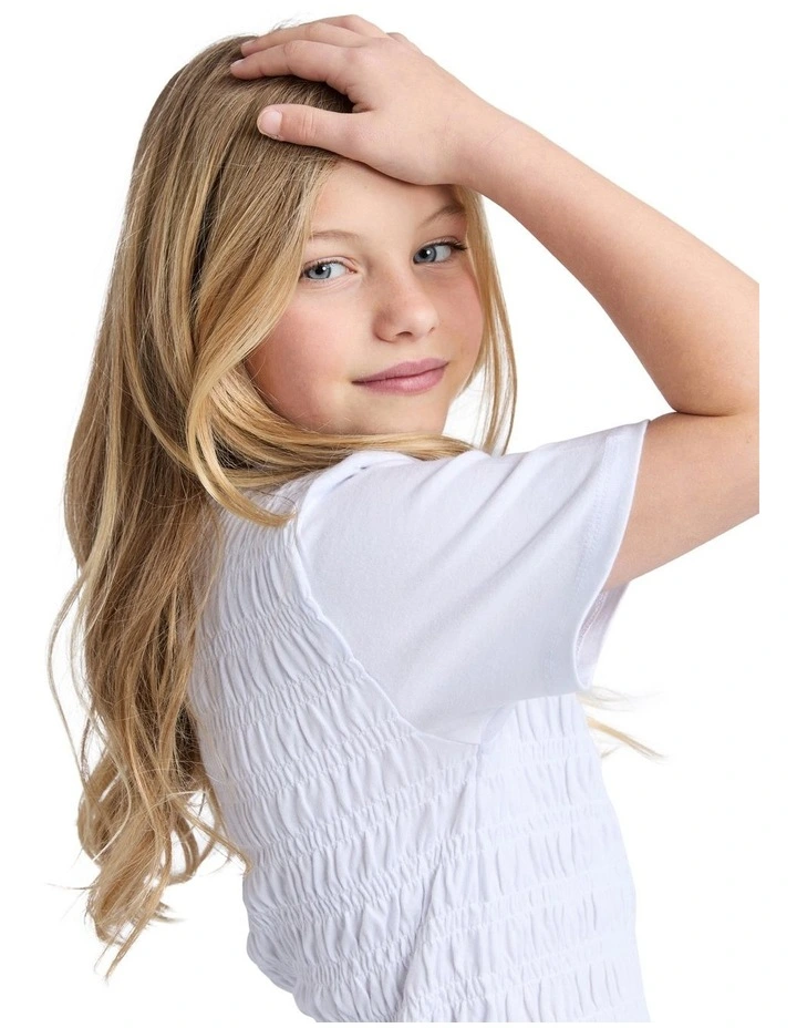 Zara Shirred Tee (8 - 16 Years) in White image 6