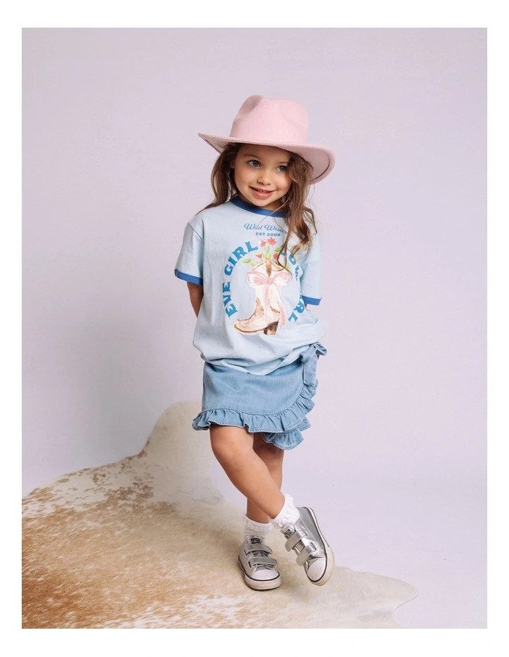 Rodeo Ringer Tee (3-7 Years) in Light Blue image 2