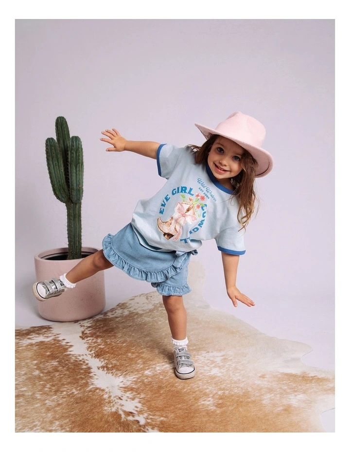 Rodeo Ringer Tee (3-7 Years) in Light Blue image 3