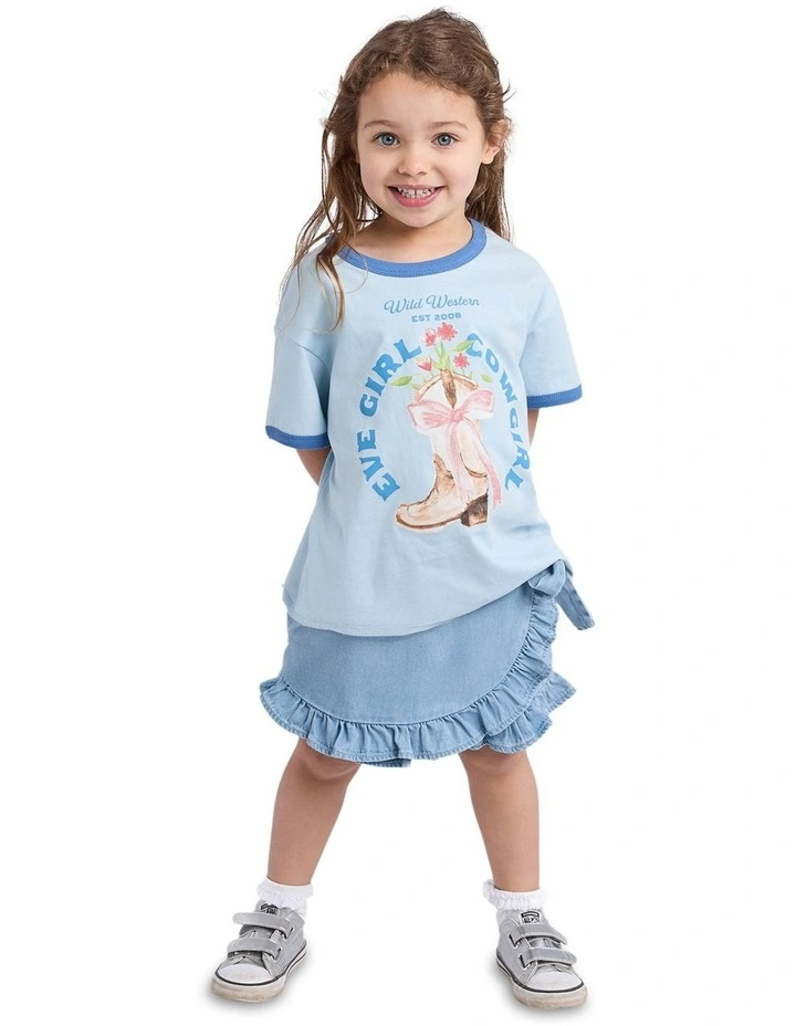 Rodeo Ringer Tee (3-7 Years) in Light Blue image 5