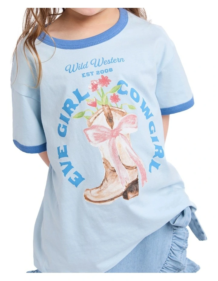 Rodeo Ringer Tee (3-7 Years) in Light Blue image 6