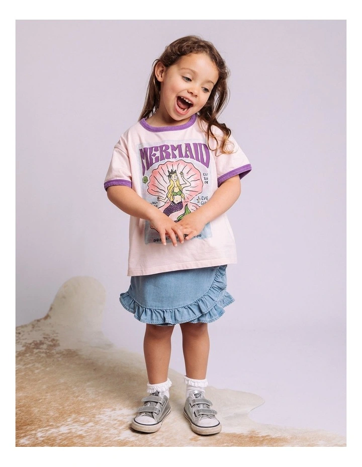 Mermaid Ringer Tee (3-7 Years) in Pale Pink image 3