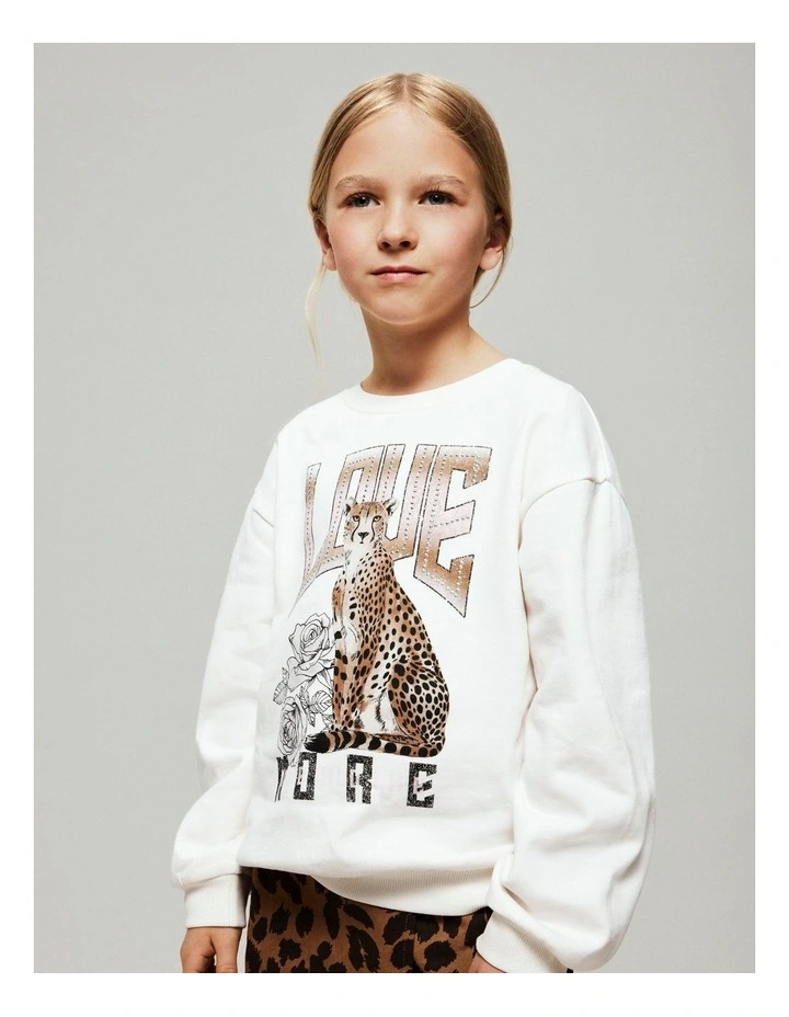 Beo Printed Cotton Sweatshirt in White image 2