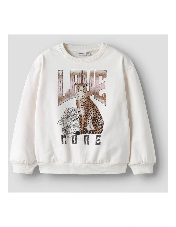 Beo Printed Cotton Sweatshirt in White image 3