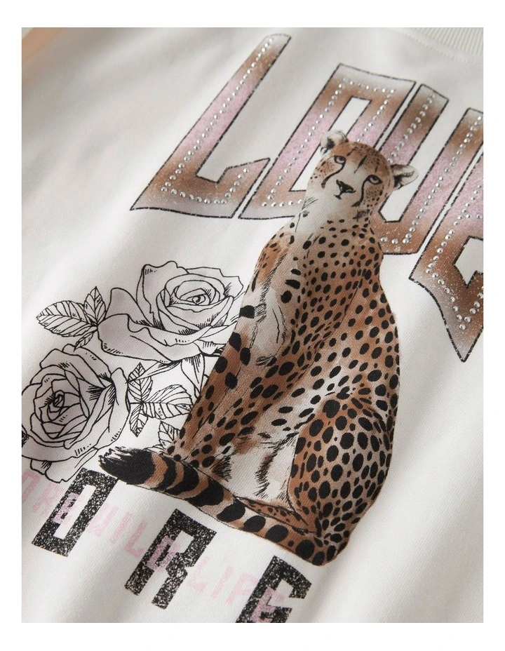 Beo Printed Cotton Sweatshirt in White image 5