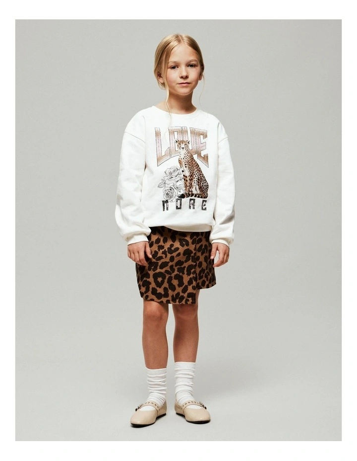 Beo Printed Cotton Sweatshirt in White image 6