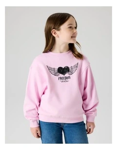 Boidas Printed Relaxed Sweatshirt in Pink