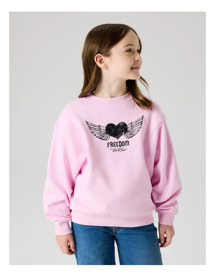 Boidas Printed Relaxed Sweatshirt in Pink image 1