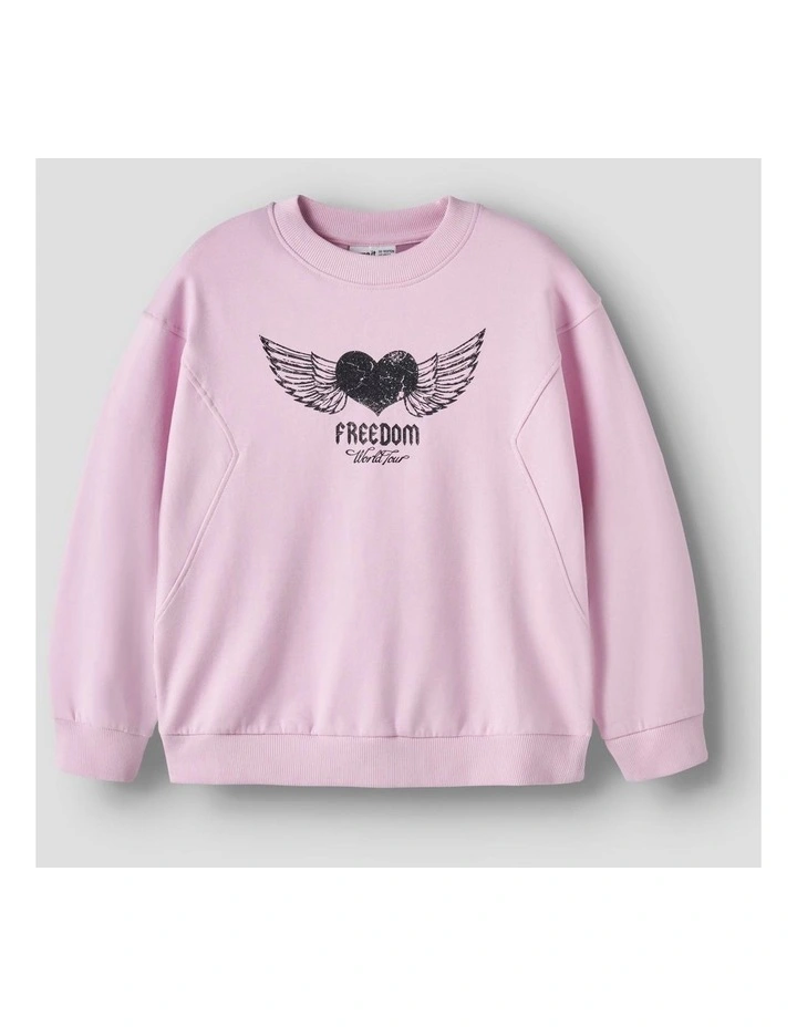 Boidas Printed Relaxed Sweatshirt in Pink image 2