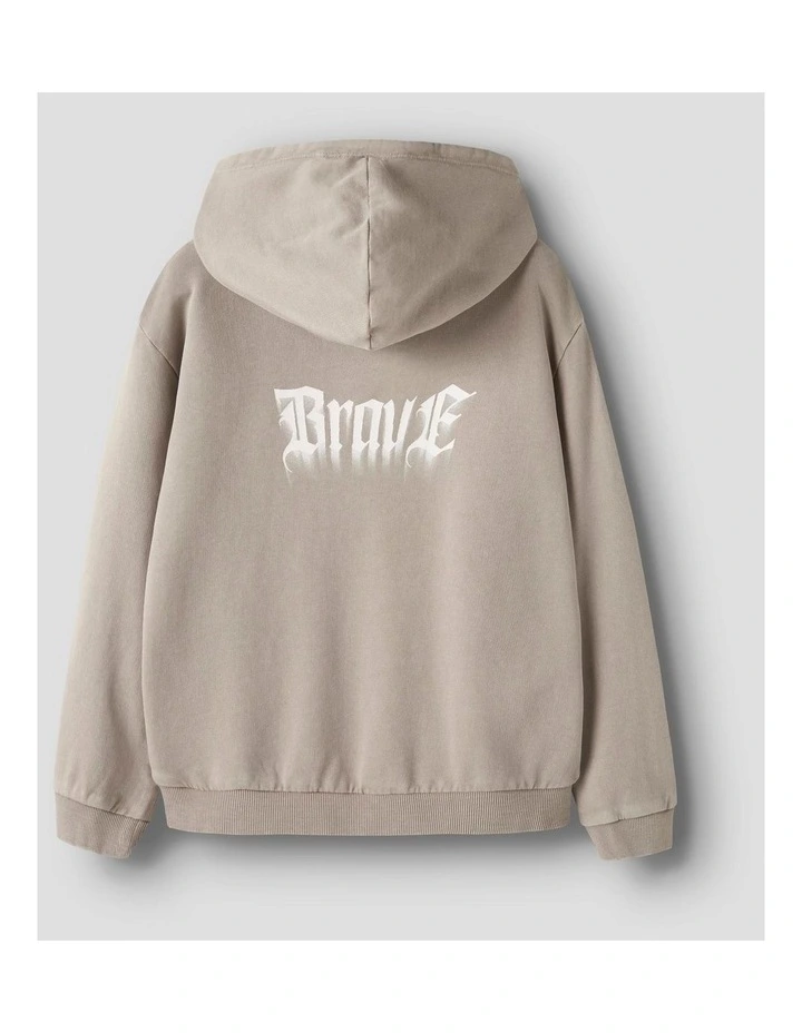 Brook Hooded Cotton Sweat in Beige image 3