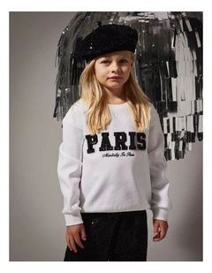 Retta Printed Sweatshirt in White