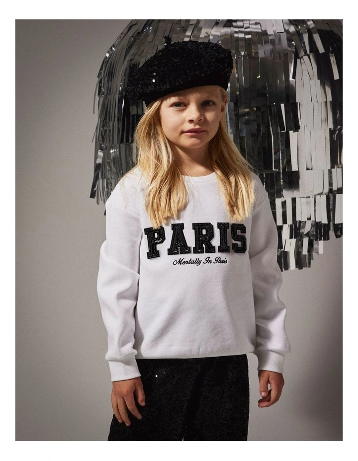 Retta Printed Sweatshirt in White image 1