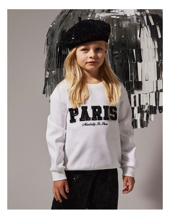 Retta Printed Sweatshirt in White image 4