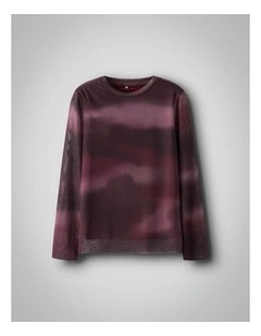 Ropea Slim Mesh Top in Burgundy