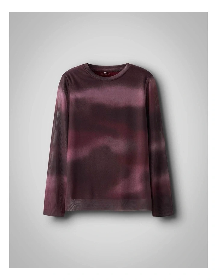 Ropea Slim Mesh Top in Burgundy image 1