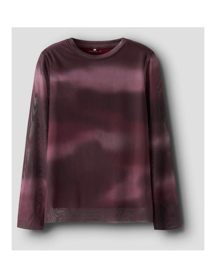 Ropea Slim Mesh Top in Burgundy image 1