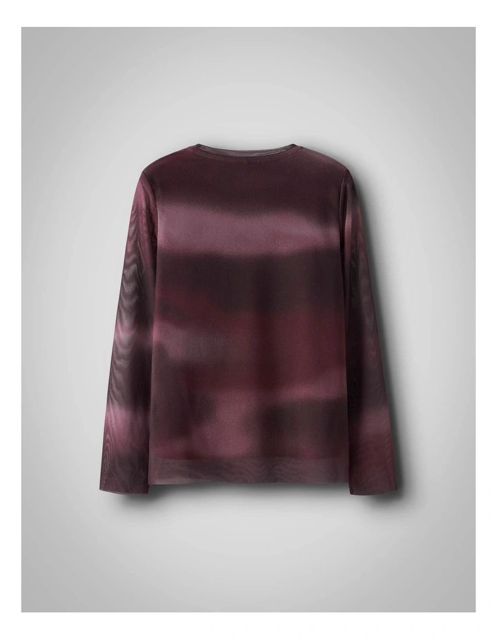 Ropea Slim Mesh Top in Burgundy image 2