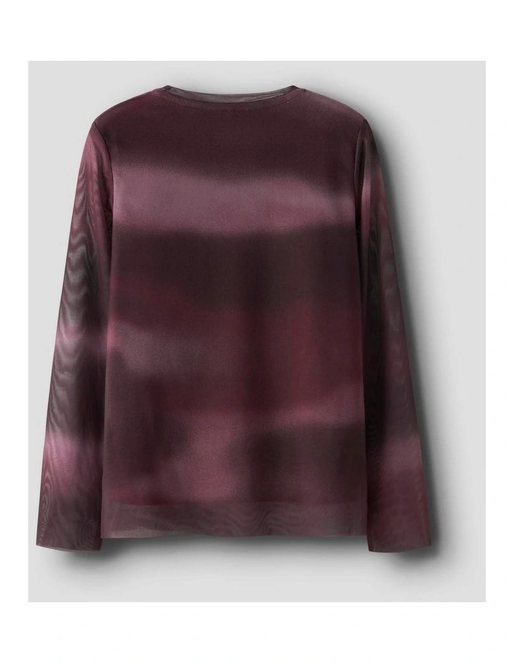 Ropea Slim Mesh Top in Burgundy image 2