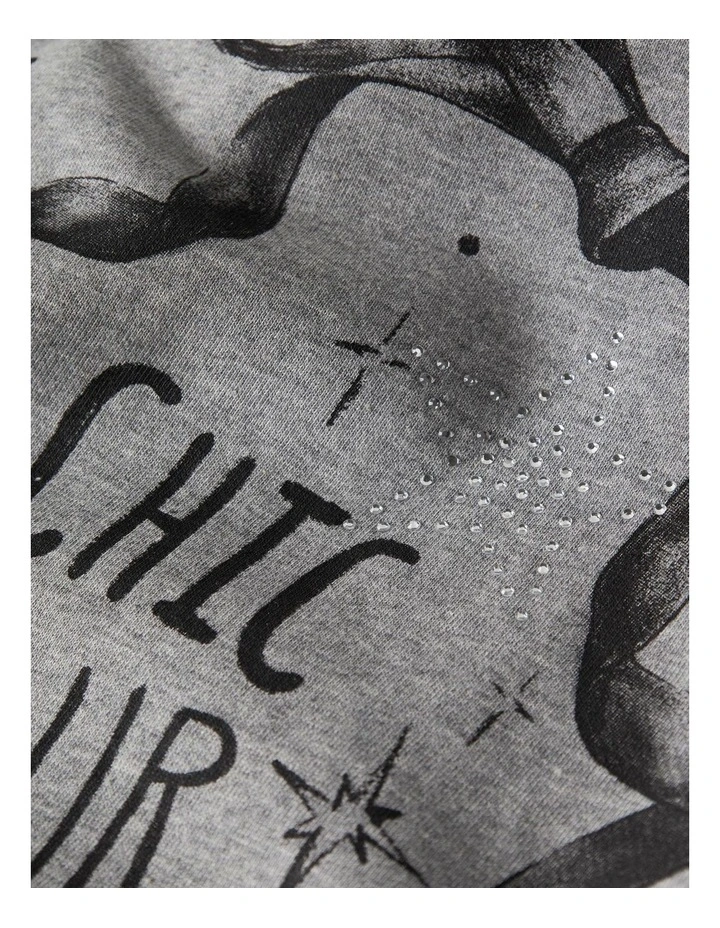 Rastin Printed Cotton Sweat Shirt in Grey image 3