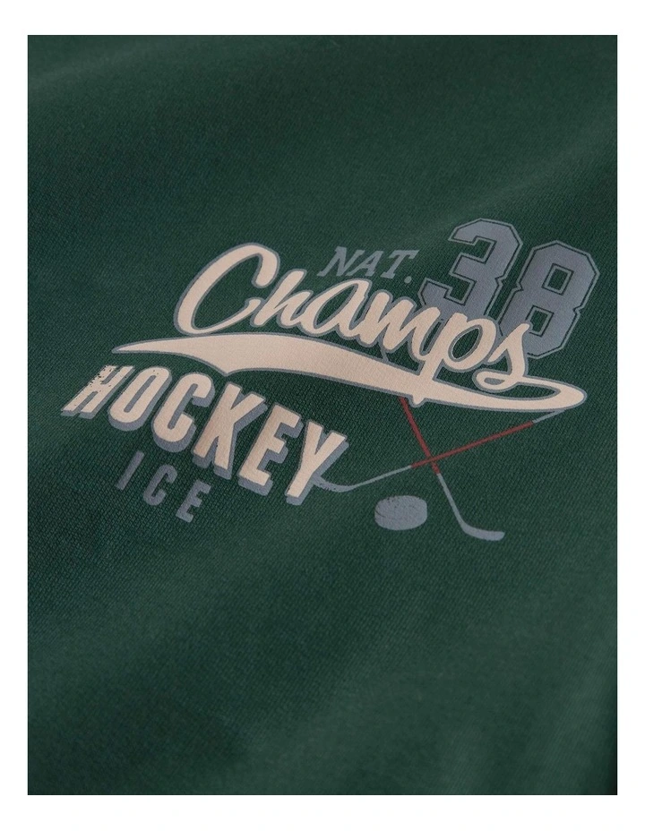 Saul Printed Organic Cotton Sweatshirt in Green image 2