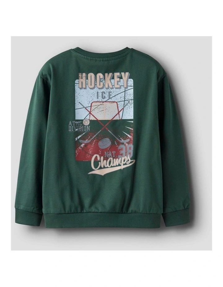 Saul Printed Organic Cotton Sweatshirt in Green image 3