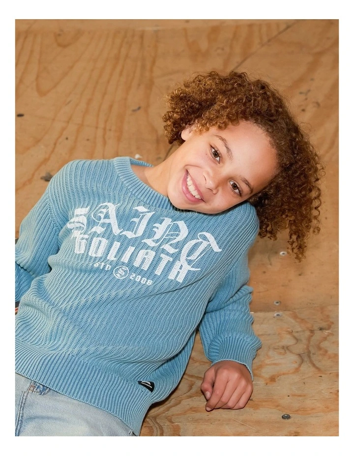 Overlay Crew Knitwear (8-16 Years) in Blue image 2