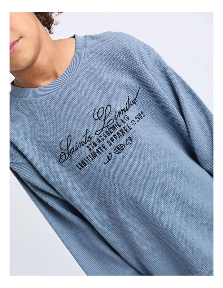Marked Waffle Jumper (8-16 Years) in Blue image 4