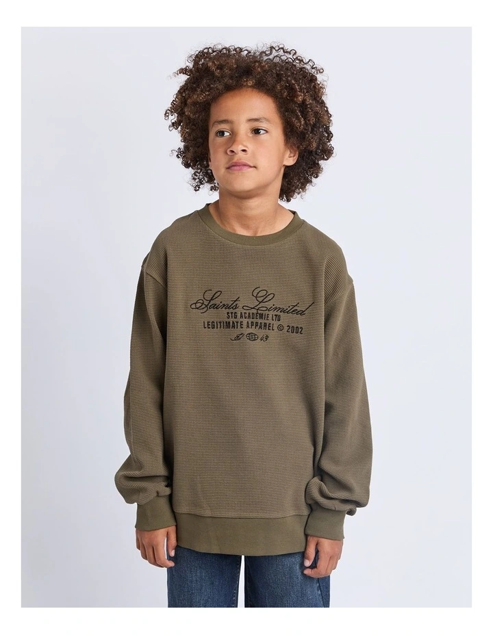 Marked Waffle Jumper (8-16 Years) in Green image 1