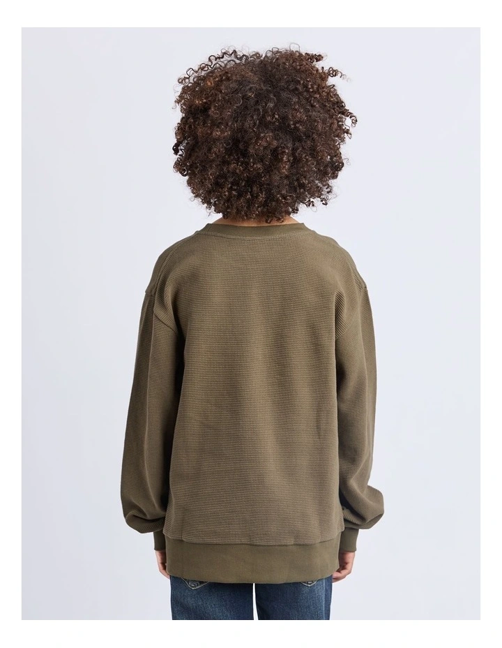 Marked Waffle Jumper (8-16 Years) in Green image 2