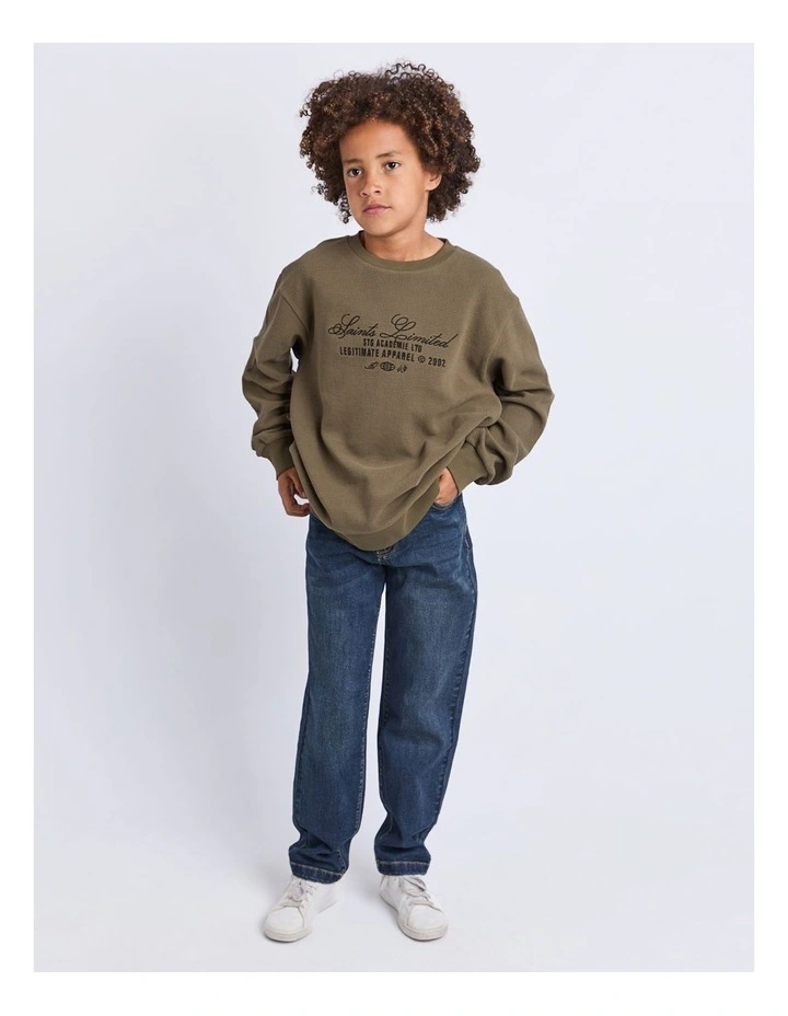 Marked Waffle Jumper (8-16 Years) in Green image 3