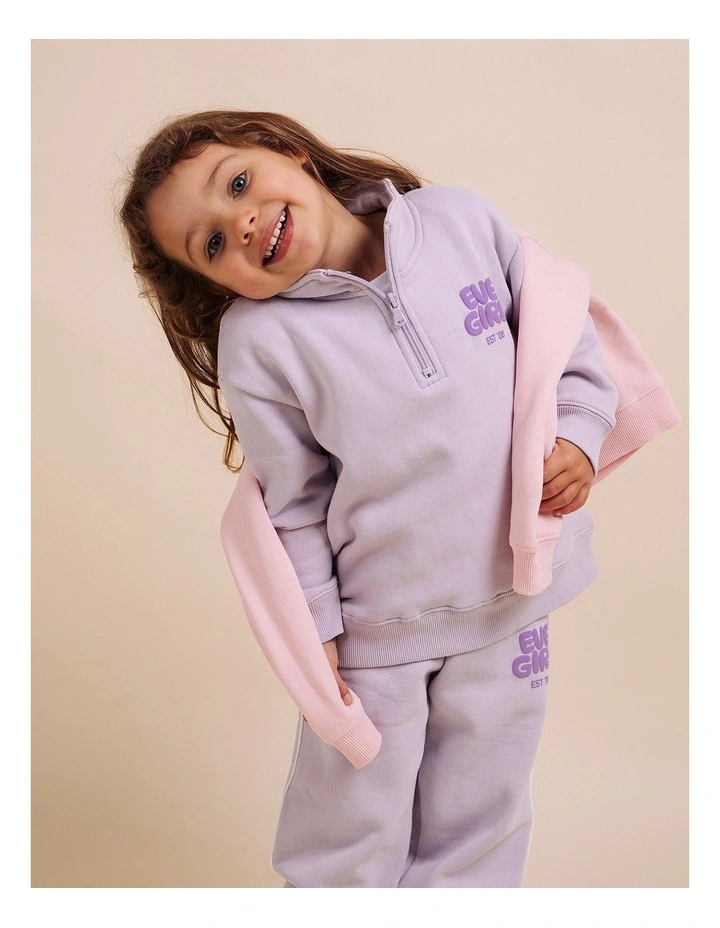 Sports Club 1/4 Zip Jumper (3-7 Years) in Lavender image 2