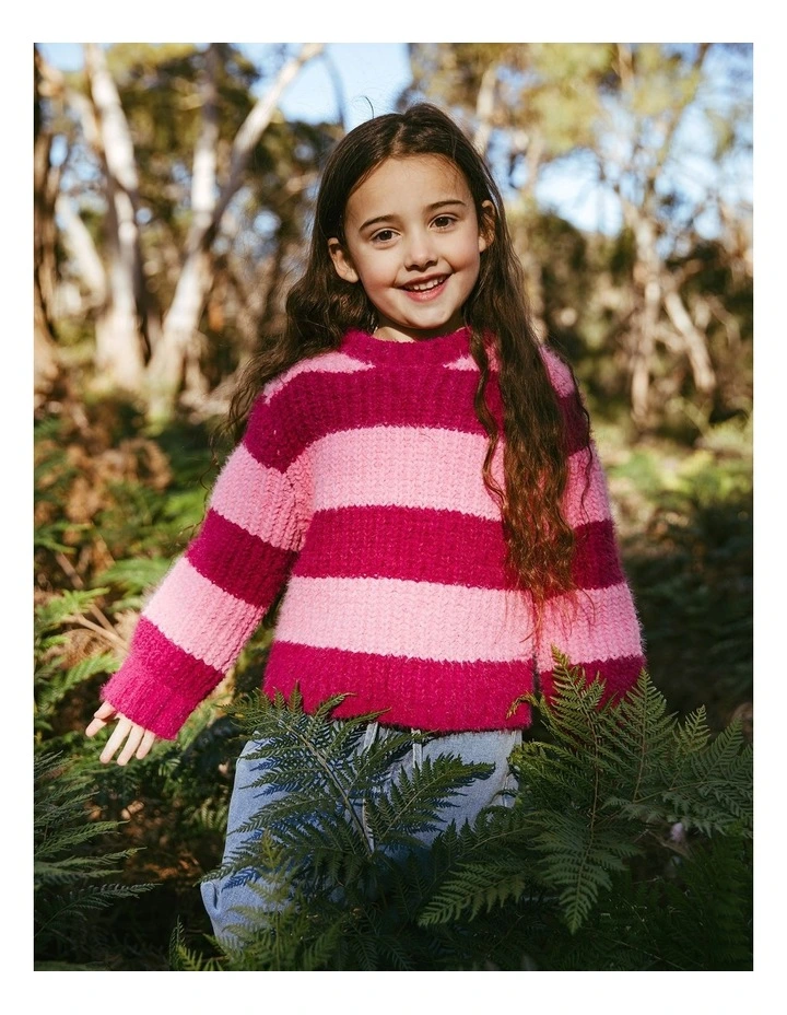 Daria Knit Jumper (3-7 Years) in Cranberry image 2