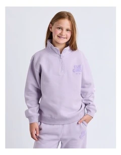 Sports Club 1/4 Zip Sweat Top (8 - 16 Years) in Lavender