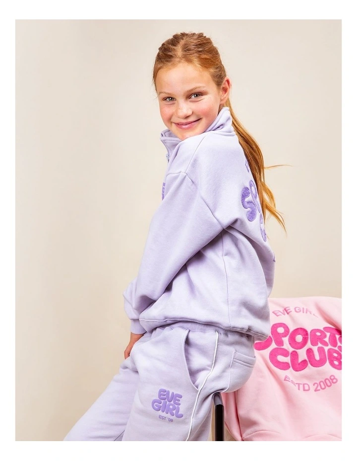 Sports Club 1/4 Zip Sweat Top (8 - 16 Years) in Lavender image 2