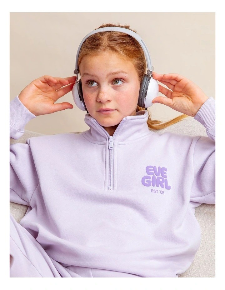 Sports Club 1/4 Zip Sweat Top (8 - 16 Years) in Lavender image 3
