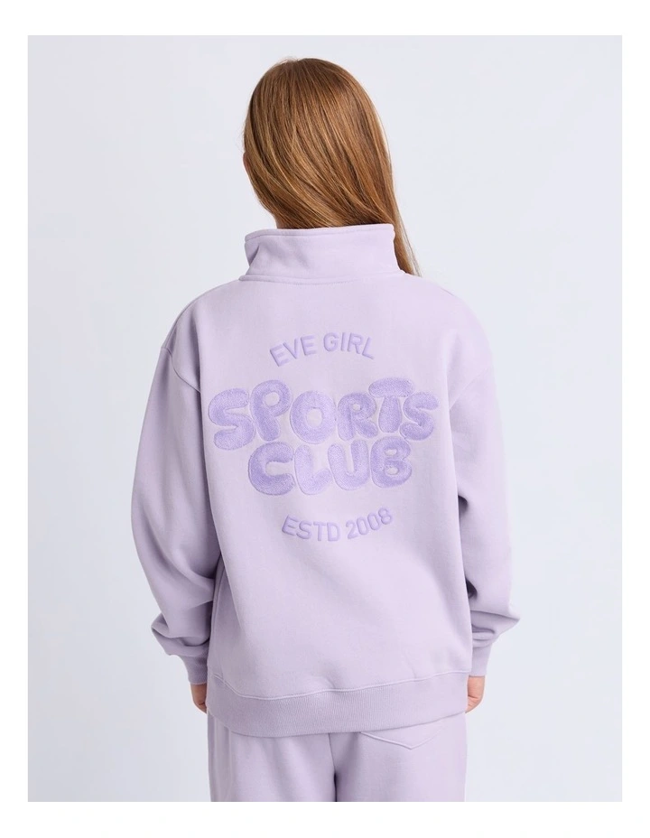 Sports Club 1/4 Zip Sweat Top (8 - 16 Years) in Lavender image 4