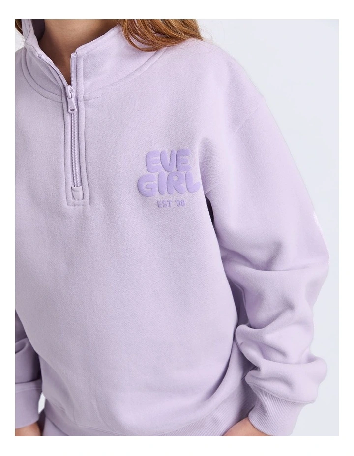 Sports Club 1/4 Zip Sweat Top (8 - 16 Years) in Lavender image 6